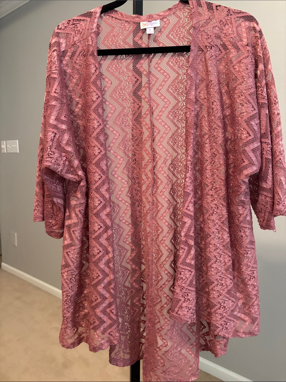 MAUVE LACE KIMONO FITS M-3X